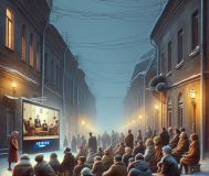 Уличный кинотеатр в городе молодечно